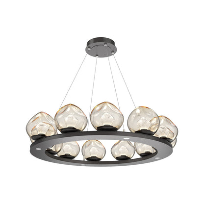Luna Ring Amber LED Chandelier in Graphite/Zircon Crystal (37.8-Inch).