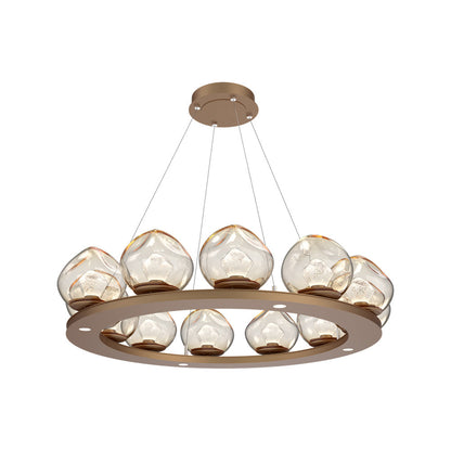 Luna Ring Amber LED Chandelier in Novel Brass/Zircon Crystal (37.8-Inch).