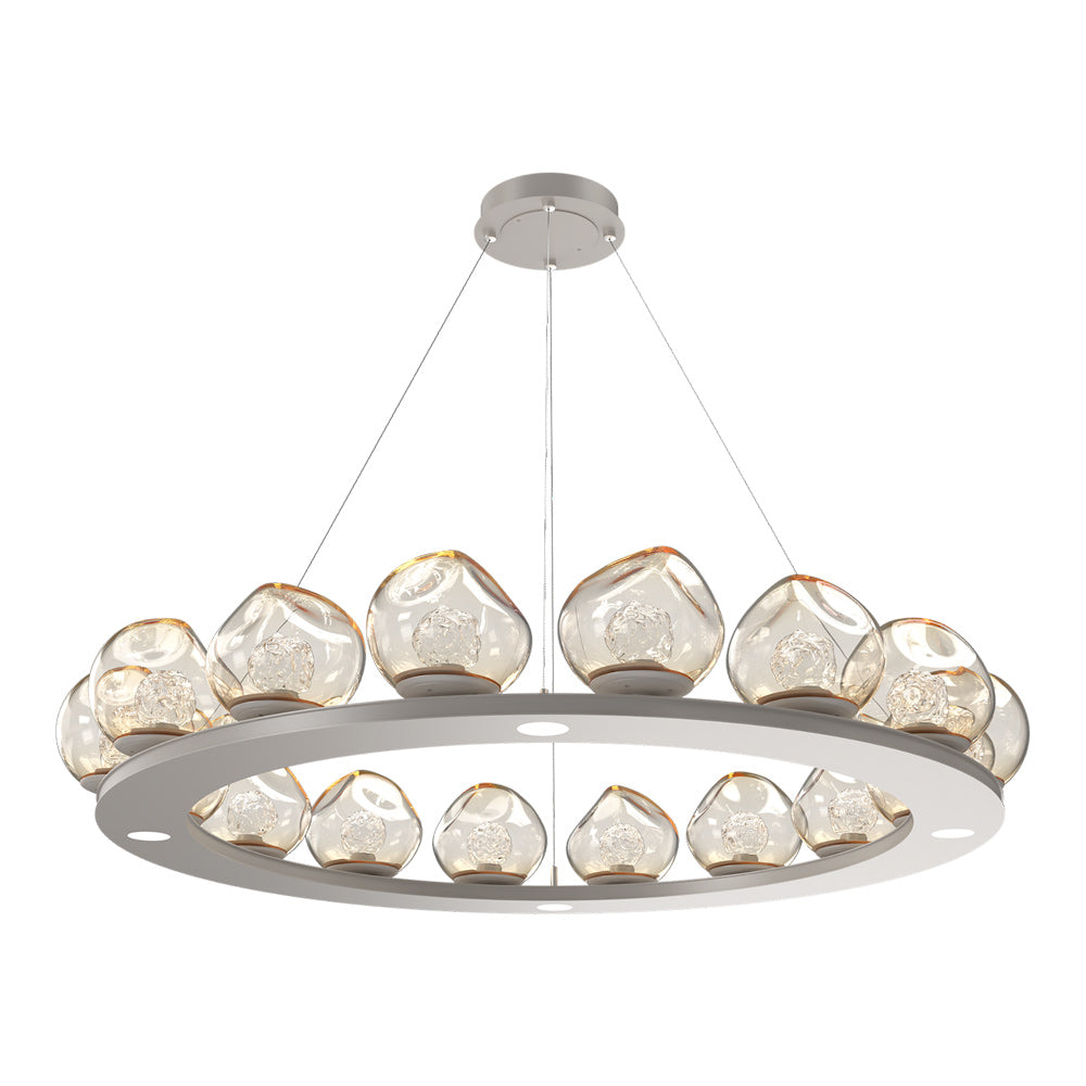 Luna Ring Amber LED Chandelier in Beige Silver/Floret Crystal (48.13-Inch).