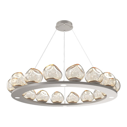 Luna Ring Amber LED Chandelier in Beige Silver/Floret Crystal (48.13-Inch).