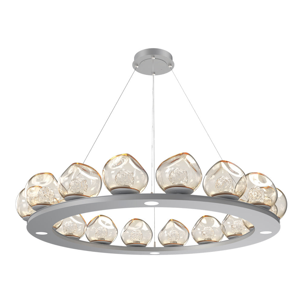 Luna Ring Amber LED Chandelier in Classic Silver/Floret Crystal (48.13-Inch).