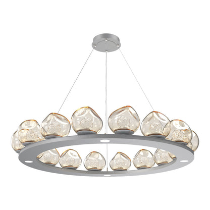 Luna Ring Amber LED Chandelier in Classic Silver/Floret Crystal (48.13-Inch).