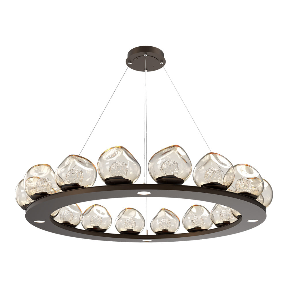 Luna Ring Amber LED Chandelier in Flat Bronze/Floret Crystal (48.13-Inch).