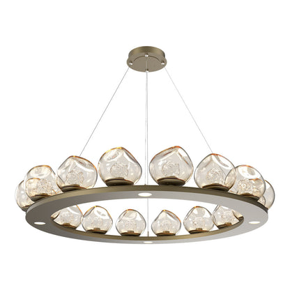 Luna Ring Amber LED Chandelier in Gilded Brass/Floret Crystal (48.13-Inch).