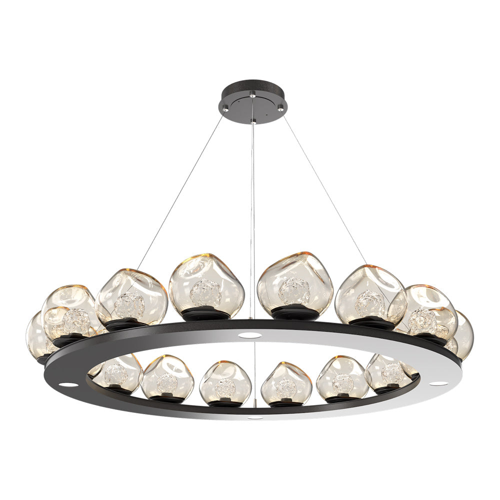 Luna Ring Amber LED Chandelier in Graphite/Floret Crystal (48.13-Inch).