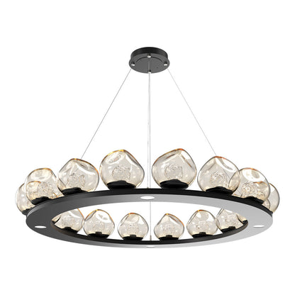 Luna Ring Amber LED Chandelier in Matte Black/Floret Crystal (48.13-Inch).
