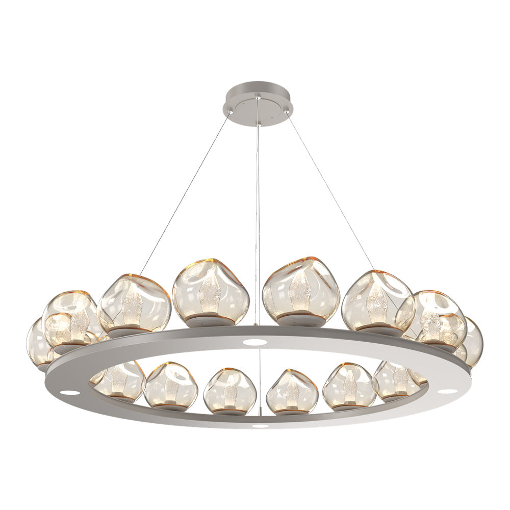 Luna Ring Amber LED Chandelier in Beige Silver/Geo Crystal (48.13-Inch).