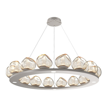 Luna Ring Amber LED Chandelier in Beige Silver/Geo Crystal (48.13-Inch).
