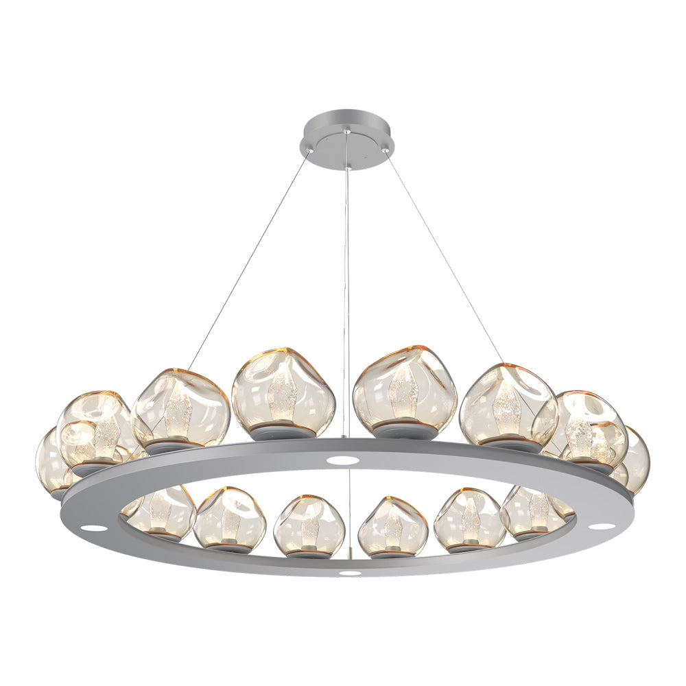 Luna Ring Amber LED Chandelier in Classic Silver/Geo Crystal (48.13-Inch).