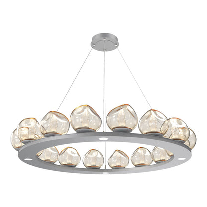 Luna Ring Amber LED Chandelier in Classic Silver/Geo Crystal (48.13-Inch).