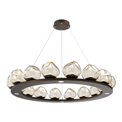Luna Ring Amber LED Chandelier in Flat Bronze/Geo Crystal (48.13-Inch).