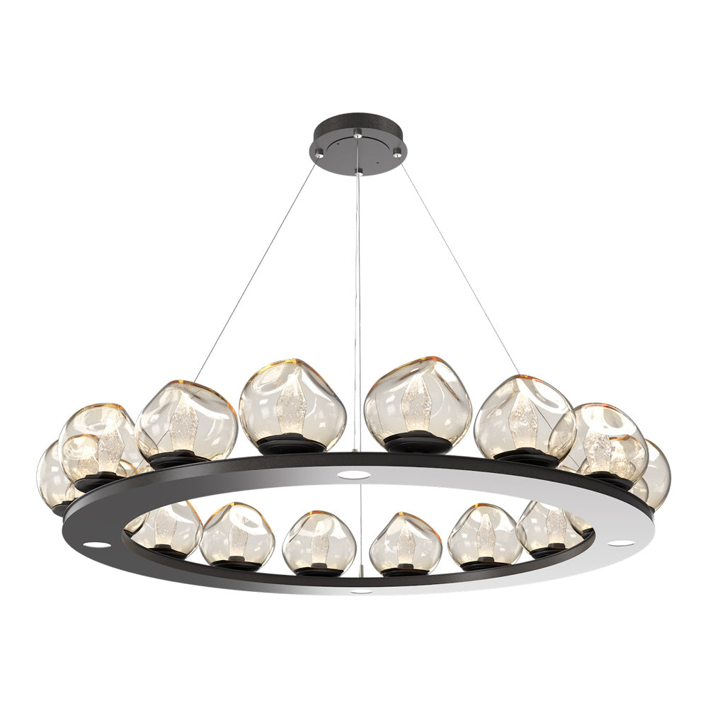 Luna Ring Amber LED Chandelier in Graphite/Geo Crystal (48.13-Inch).