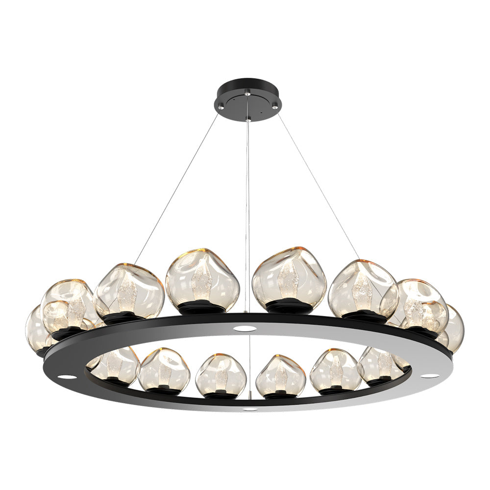 Luna Ring Amber LED Chandelier in Matte Black/Geo Crystal (48.13-Inch).