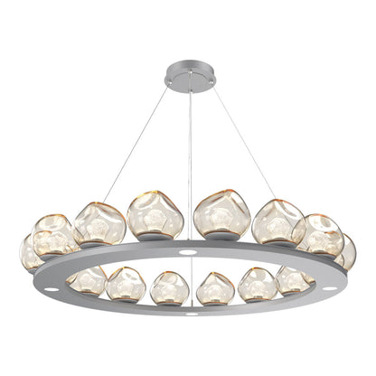 Luna Ring Amber LED Chandelier in Classic Silver/Zircon Crystal (48.13-Inch).
