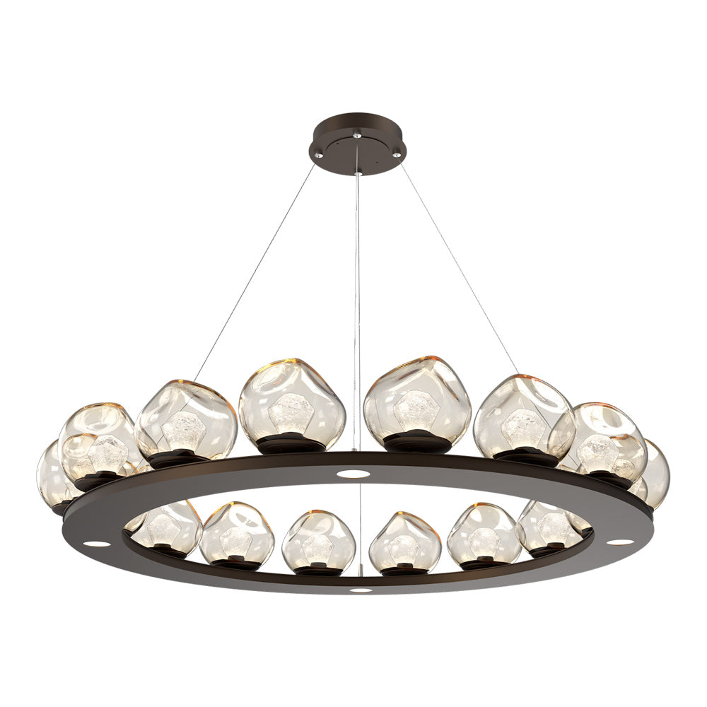 Luna Ring Amber LED Chandelier in Flat Bronze/Zircon Crystal (48.13-Inch).