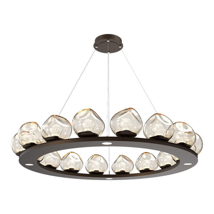 Luna Ring Amber LED Chandelier in Flat Bronze/Zircon Crystal (48.13-Inch).