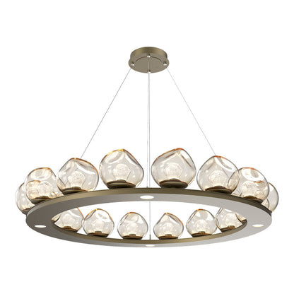 Luna Ring Amber LED Chandelier in Gilded Brass/Zircon Crystal (48.13-Inch).