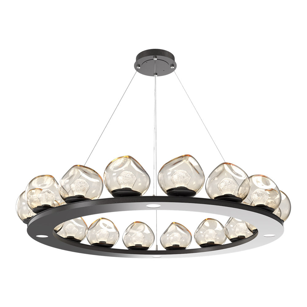 Luna Ring Amber LED Chandelier in Graphite/Zircon Crystal (48.13-Inch).
