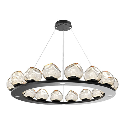 Luna Ring Amber LED Chandelier in Matte Black/Zircon Crystal (48.13-Inch).