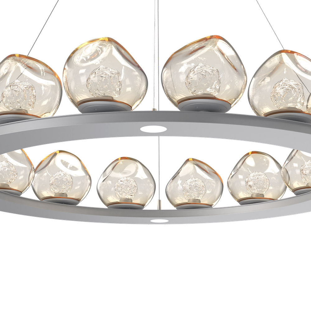 Luna Ring Amber LED Chandelier in Detail.