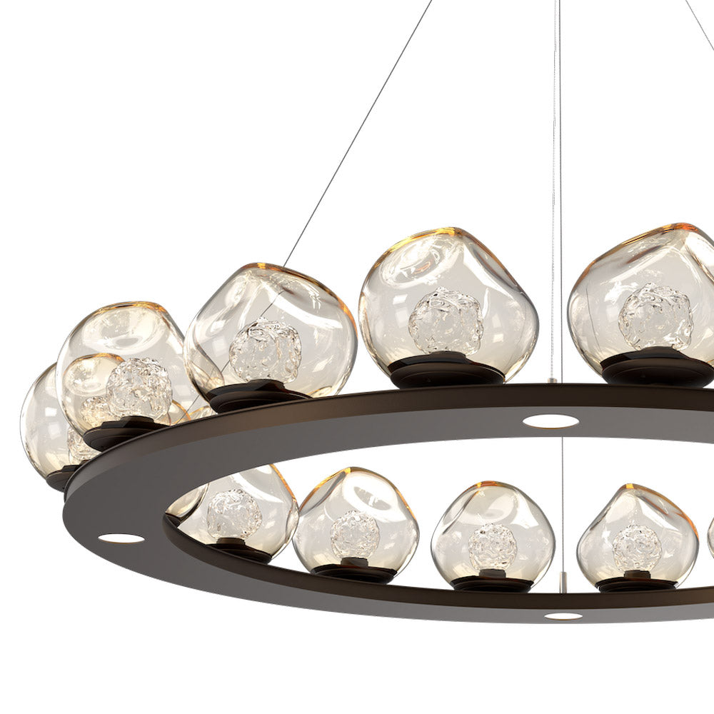 Luna Ring Amber LED Chandelier in Detail.