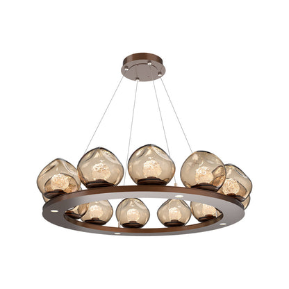 Luna Ring Bronze LED Chandelier in Burnished Bronze/Floret Crystal (37.8-Inch).