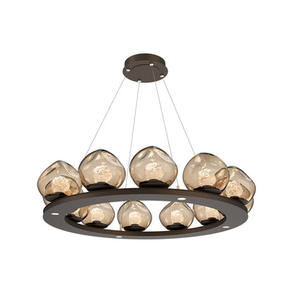 Luna Ring Bronze LED Chandelier in Flat Bronze/Floret Crystal (37.8-Inch).