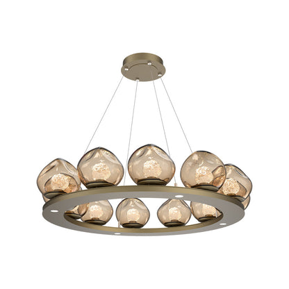 Luna Ring Bronze LED Chandelier in Gilded Brass/Floret Crystal (37.8-Inch).