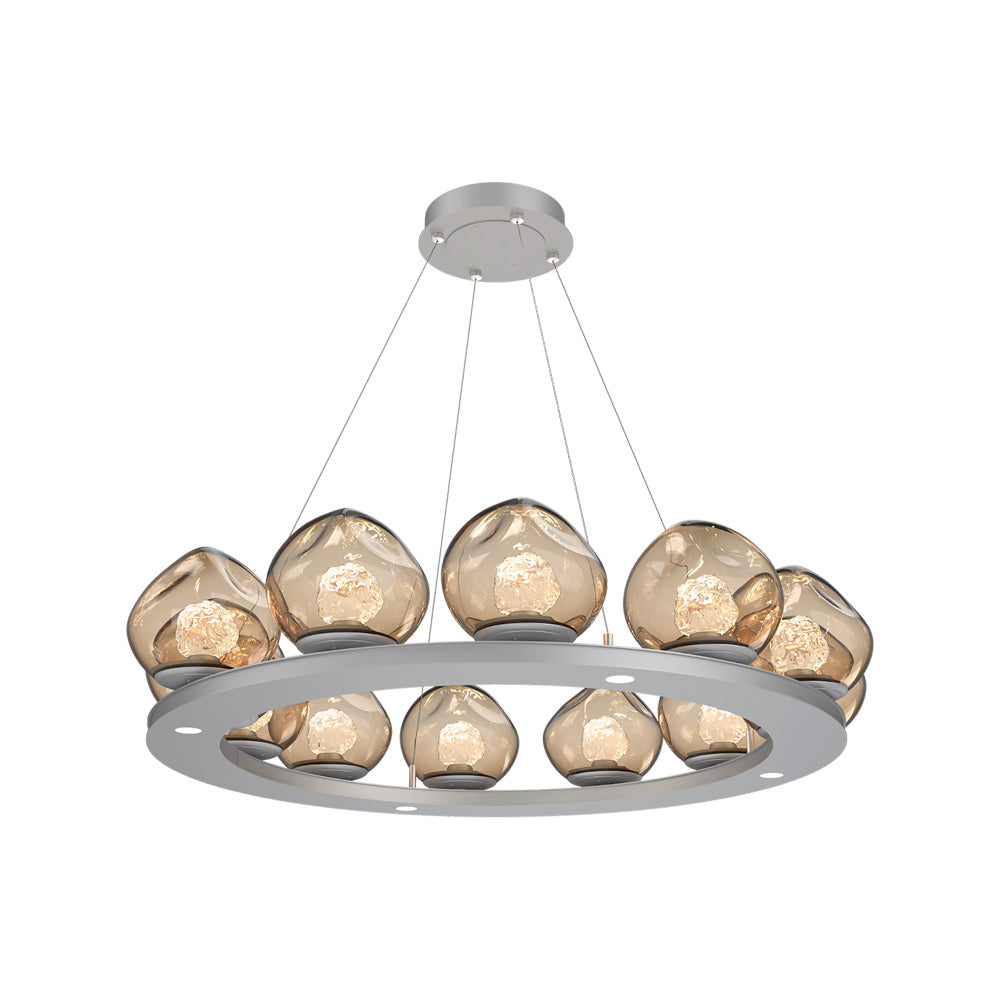 Luna Ring Bronze LED Chandelier in Classic Silver/Floret Crystal (37.8-Inch).