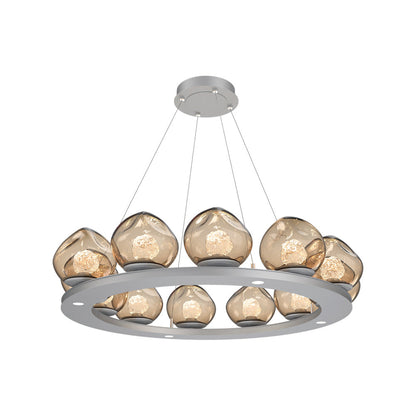Luna Ring Bronze LED Chandelier in Classic Silver/Floret Crystal (37.8-Inch).