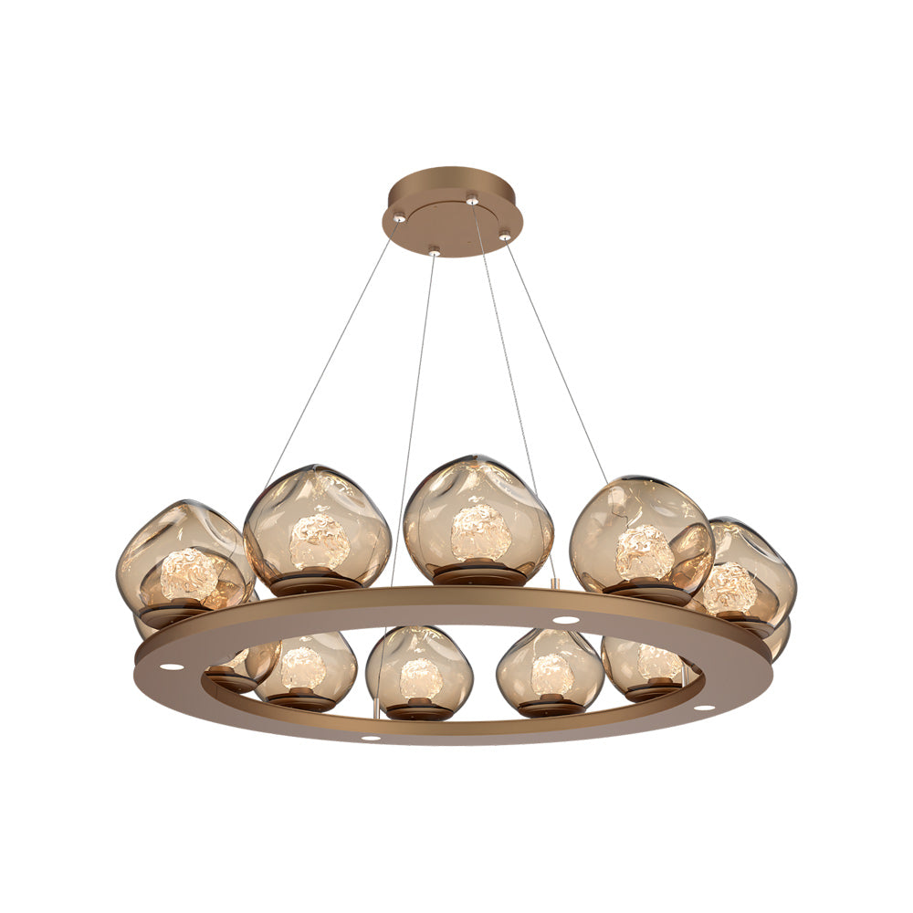 Luna Ring Bronze LED Chandelier in Novel Brass/Floret Crystal (37.8-Inch).