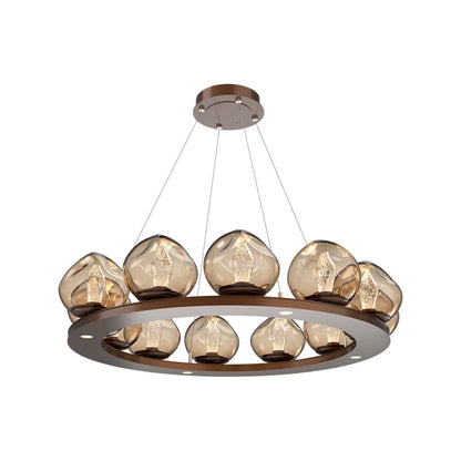 Luna Ring Bronze LED Chandelier in Burnished Bronze/Geo Crystal (37.8-Inch).