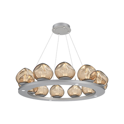 Luna Ring Bronze LED Chandelier in Classic Silver/Geo Crystal (37.8-Inch).