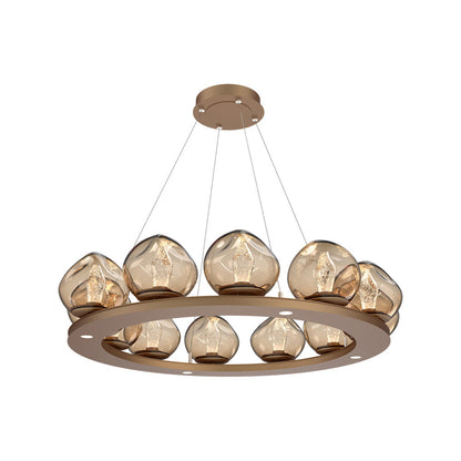 Luna Ring Bronze LED Chandelier in Novel Brass/Geo Crystal (37.8-Inch).