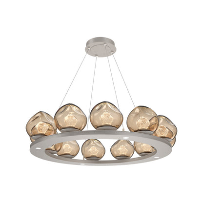 Luna Ring Bronze LED Chandelier in Beige Silver/Zircon Crystal (37.8-Inch).