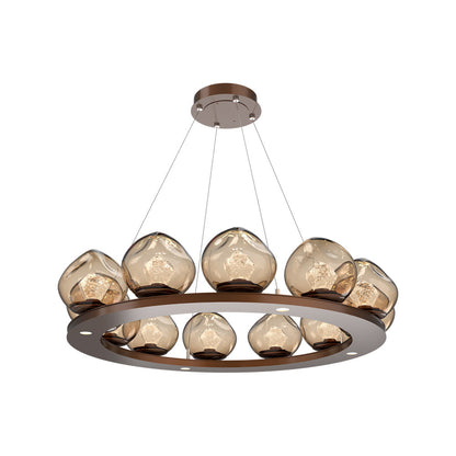 Luna Ring Bronze LED Chandelier in Burnished Bronze/Zircon Crystal (37.8-Inch).