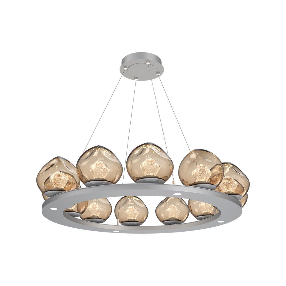 Luna Ring Bronze LED Chandelier in Classic Silver/Zircon Crystal (37.8-Inch).