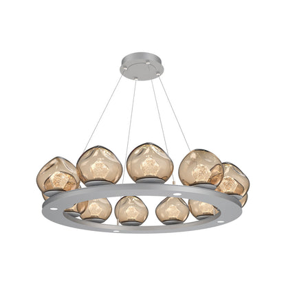 Luna Ring Bronze LED Chandelier in Classic Silver/Zircon Crystal (37.8-Inch).