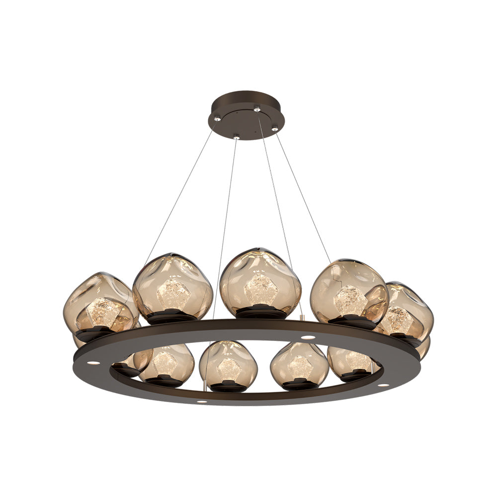 Luna Ring Bronze LED Chandelier in Flat Bronze/Zircon Crystal (37.8-Inch).