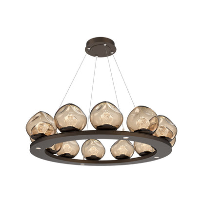 Luna Ring Bronze LED Chandelier in Flat Bronze/Zircon Crystal (37.8-Inch).