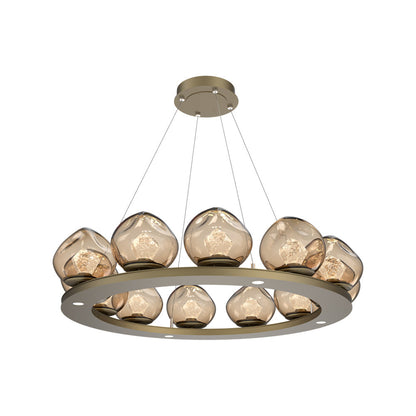 Luna Ring Bronze LED Chandelier in Gilded Brass/Zircon Crystal (37.8-Inch).