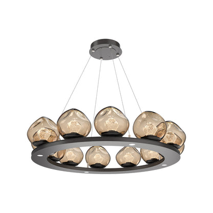Luna Ring Bronze LED Chandelier in Graphite/Zircon Crystal (37.8-Inch).
