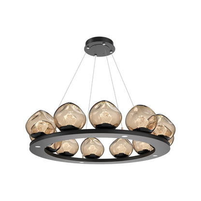 Luna Ring Bronze LED Chandelier in Matte Black/Zircon Crystal (37.8-Inch).