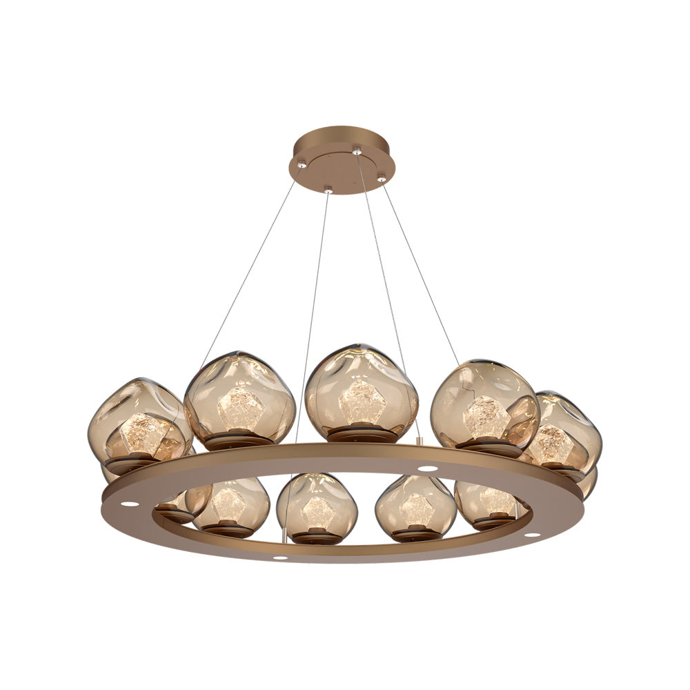 Luna Ring Bronze LED Chandelier in Novel Brass/Zircon Crystal (37.8-Inch).