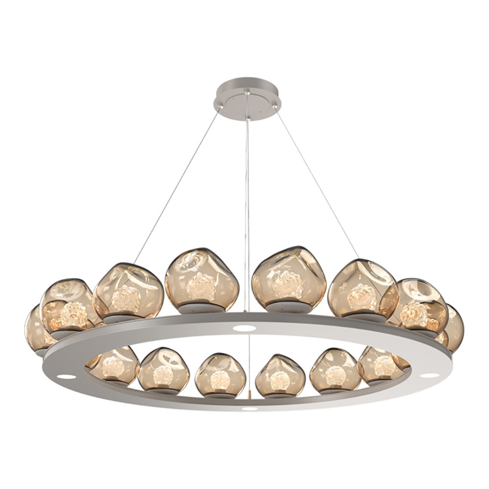 Luna Ring Bronze LED Chandelier in Beige Silver/Floret Crystal (48.13-Inch).