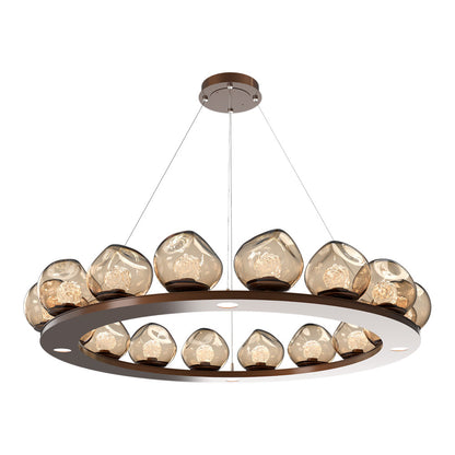 Luna Ring Bronze LED Chandelier in Burnished Bronze/Floret Crystal (48.13-Inch).
