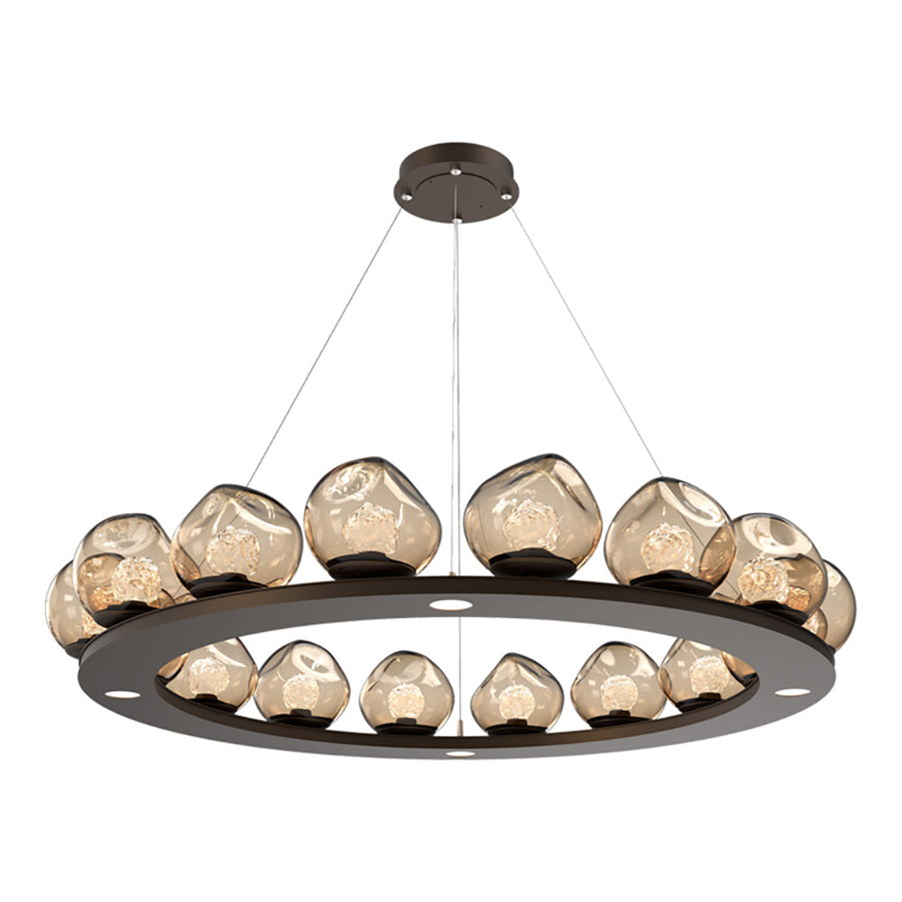 Luna Ring Bronze LED Chandelier in Flat Bronze/Floret Crystal (48.13-Inch).