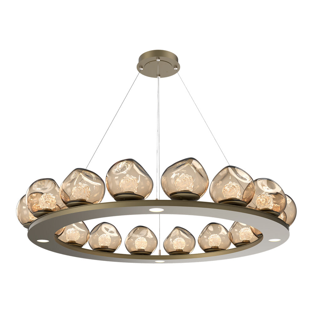 Luna Ring Bronze LED Chandelier in Gilded Brass/Floret Crystal (48.13-Inch).