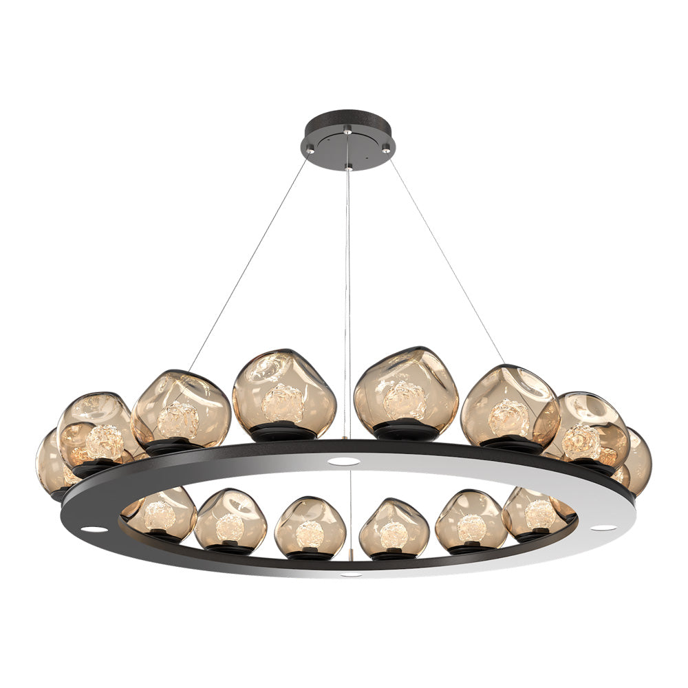 Luna Ring Bronze LED Chandelier in Graphite/Floret Crystal (48.13-Inch).