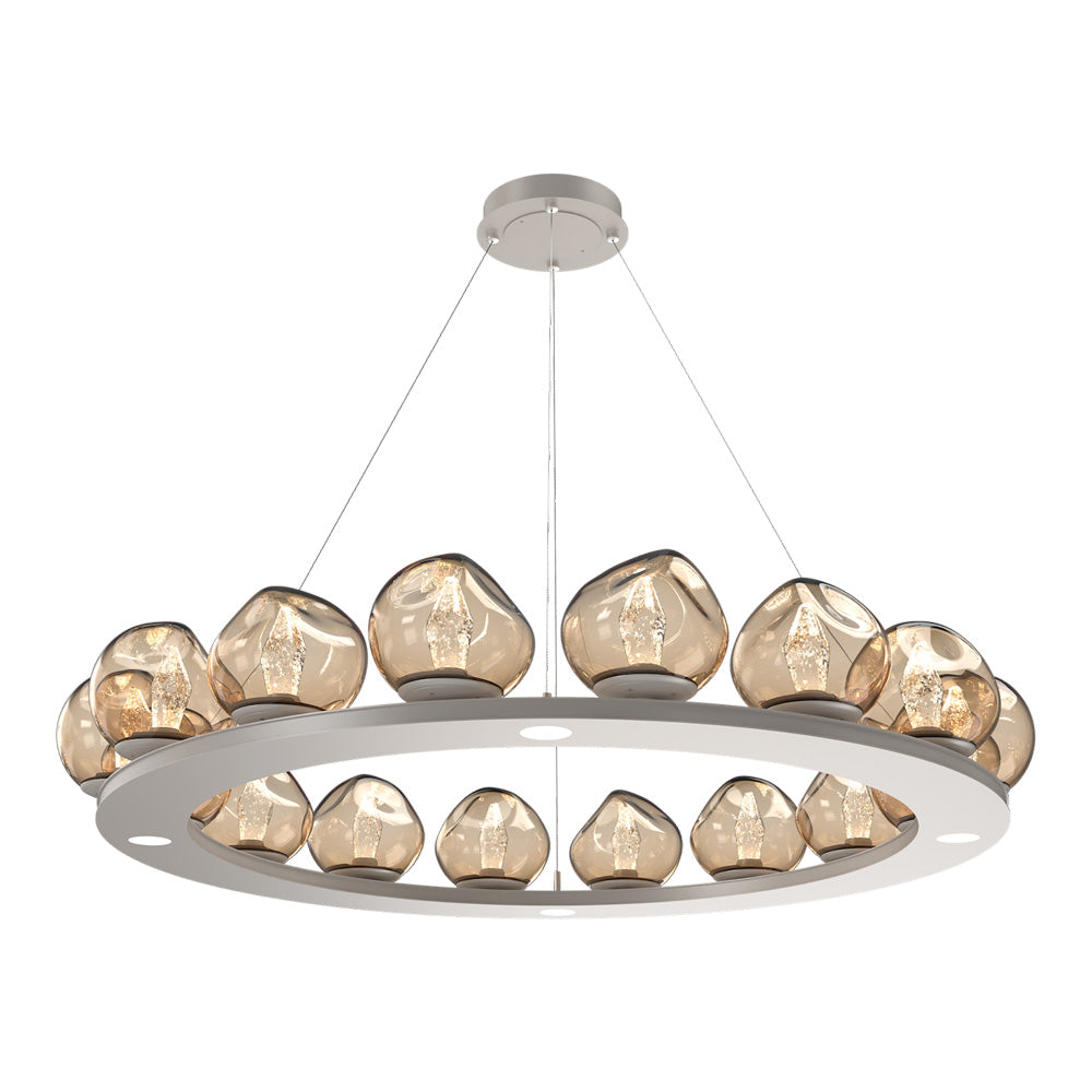 Luna Ring Bronze LED Chandelier in Beige Silver/Geo Crystal (48.13-Inch).